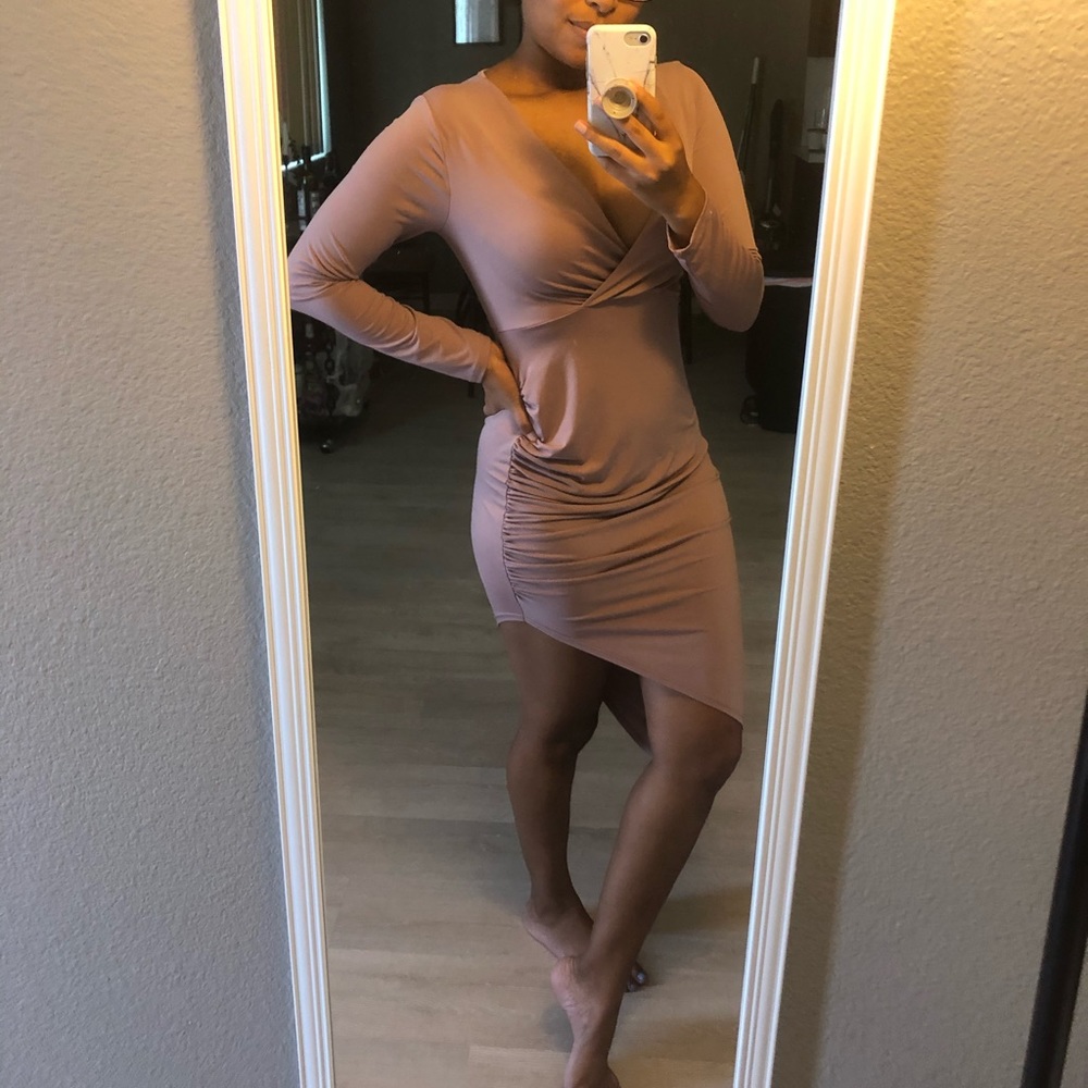 Nude asymmetrical dress